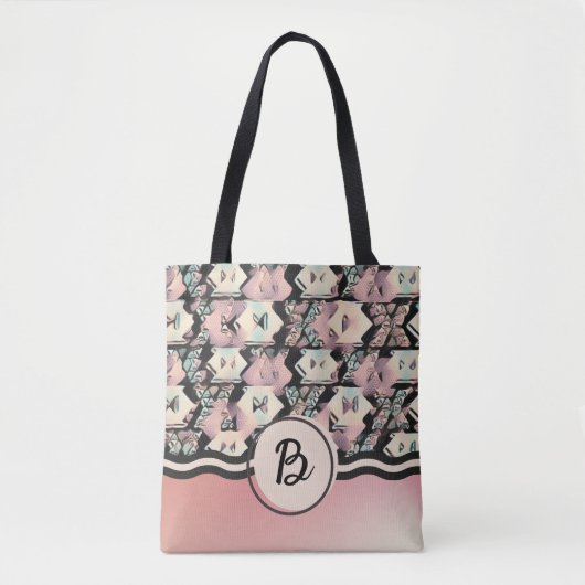 Blauw, Roze & Zwart Abstract Boho Tas (Voorkant)