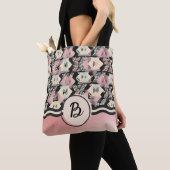 Blauw, Roze & Zwart Abstract Boho Tas (Dichtbij)