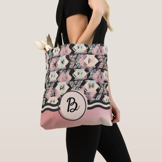 Blauw, Roze & Zwart Abstract Boho Tas (Dichtbij)