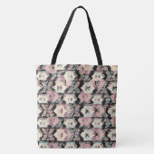Blauw, Roze & Zwart Abstract Boho Tote Bag (Voorkant)