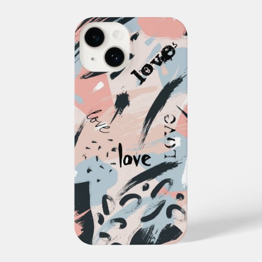 Blauw Roze Zwart Pastel Abstractie iPhone Hoesje (Achterkant)