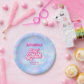 Blauw Roze Zwembad Feest Bruidsfeest Papieren Bordje (Feest)