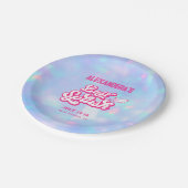 Blauw Roze Zwembad Feestje Bruidsmeisjesfeest Papieren Bordje (Gekanteld)