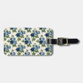 Blauw Rozen Bloempatroon Bagagelabel (Voorkant horizontaal)