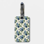 Blauw Rozen Bloempatroon Bagagelabel (Achterkant verticaal)