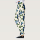 Blauw Rozen Bloempatroon Leggings (Links)