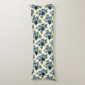 Blauw Rozen Bloempatroon Lichaamskussen (Voorkant Verticaal)