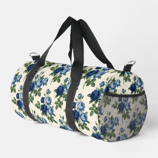 Blauw Rozen Bloempatroon Plunjezak (Rechterhoek)