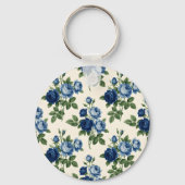 Blauw Rozen Bloempatroon Sleutelhanger (Achterkant)