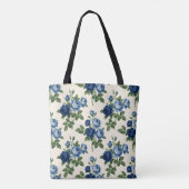Blauw Rozen Bloempatroon Tote Bag (Achterkant)