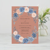 Blauw Rozen Bruidsboeket Kaart (Staand voorkant)