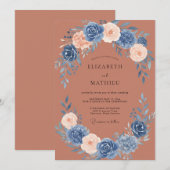Blauw Rozen Bruidsboeket Kaart (Voorkant / Achterkant)