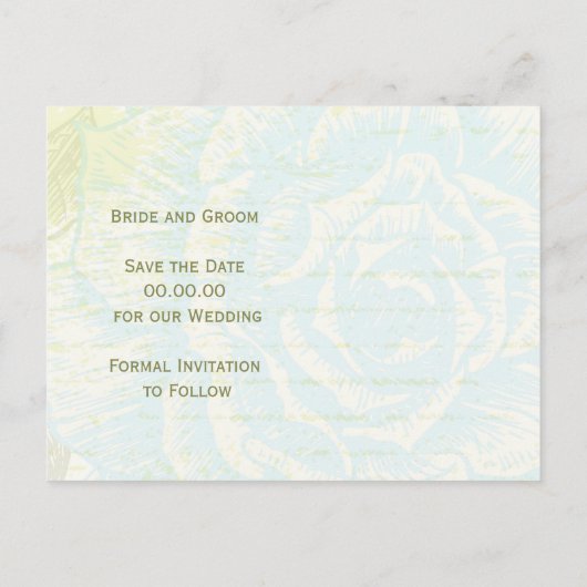 blauw rozen bruiloft Save the Date briefkaart (Achterkant)