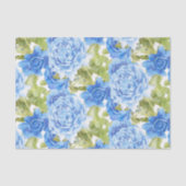 Blauw Rozen Floral Patroon Tissuepapier (Voorkant)