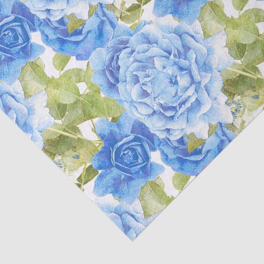 Blauw Rozen Floral Patroon Tissuepapier (Detail)