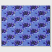 Blauw Rozen Floral Pattern Wrapping Paper Cadeaupapier (Vlak)