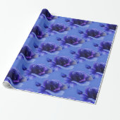 Blauw Rozen Floral Pattern Wrapping Paper Cadeaupapier (Uitgerold)