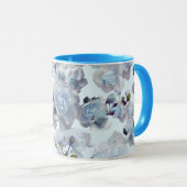 Blauw Rozen Mok, Blauwe Mok, Blauwe beker, Rozen b Mok (Voorkant rechts)