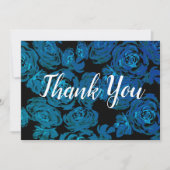 Blauw Rozen Patroon Bedankkaart (Voorkant)
