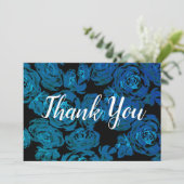 Blauw Rozen Patroon Bedankkaart (Staand voorkant)