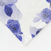 Blauw Rozen Patroon Fleece Deken (Hoek)
