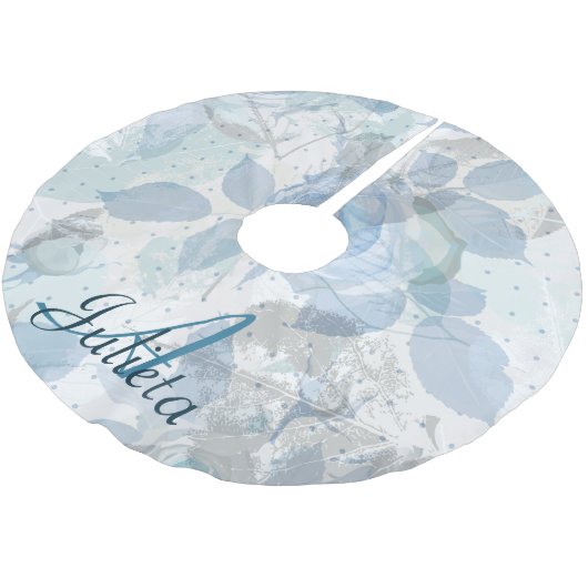 Blauw Rozen patroon luxe Monogram Kerstboom Rok (Gekanteld)