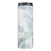 Blauw Rozen patroon Monogram Thermosbeker (Achterkant)