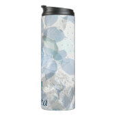Blauw Rozen patroon Monogram Thermosbeker (Geroteerd rechts)