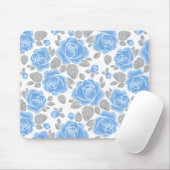 Blauw rozen patroon muismat (Met muis)