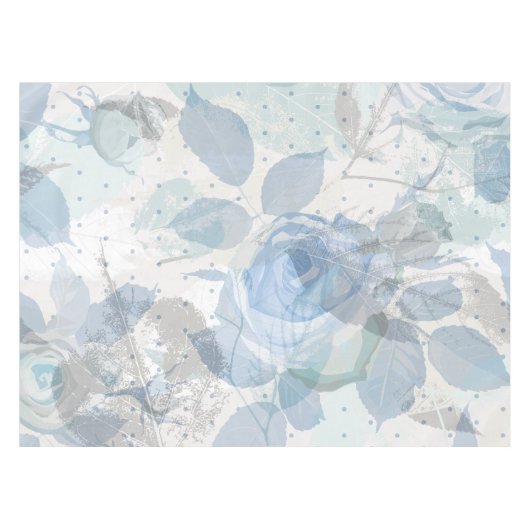 Blauw Rozen patroon Tafelkleed (Voorkant (Horizontaal))