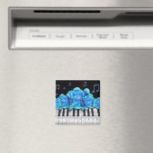 Blauw Rozen Pianotoetsenbord en Muzieknoten Magneet (Insitu (Vaatwasser))