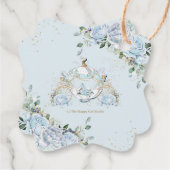 Blauw rozen prinsessen koets bruidsdouche Vintage  Bedankjes Labels (Achterkant)