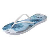 Blauw Rozen Teenslippers, slanke bandjes Teenslippers (Schuin)