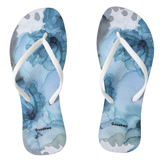 Blauw Rozen Teenslippers, slanke bandjes Teenslippers (Voetbed)