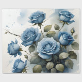   Blauw Rozen waterverf schilderij Cadeaupapier (Vlak)