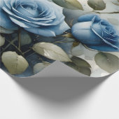   Blauw Rozen waterverf schilderij Cadeaupapier (Hoek)