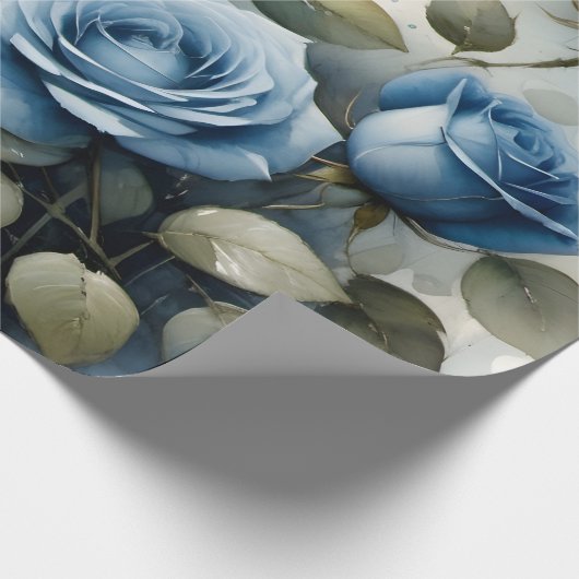   Blauw Rozen waterverf schilderij Cadeaupapier (Hoek)