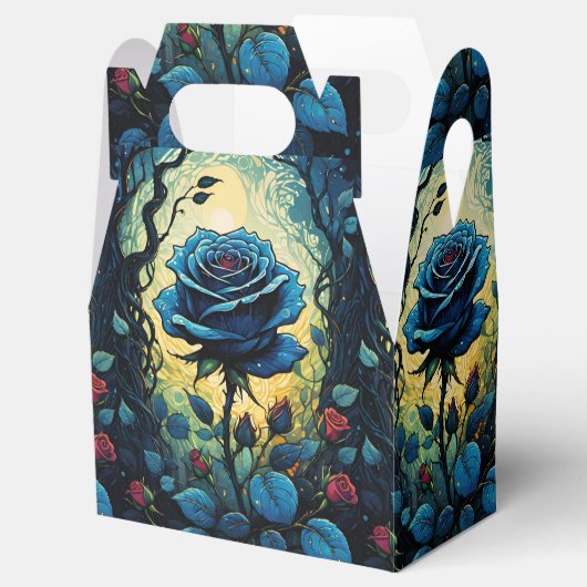 Blauw Rozen wijnstokken 1 gevel Bedankdoosjes (Geopend)