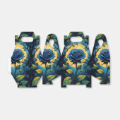 Blauw Rozen wijnstokken 3 gevel Bedankdoosjes (Uitgevouwen)