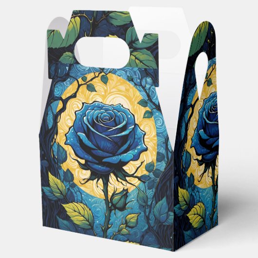 Blauw Rozen wijnstokken 3 gevel Bedankdoosjes (Geopend)