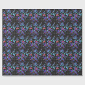 blauw rozen Zwart wit geruite achtergrond Cadeaupapier (Vlak)