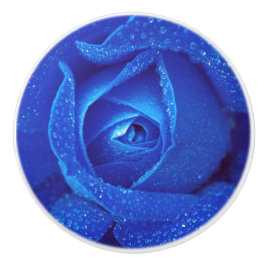 Blauw rozenknopje roos sierlijk keramische knop