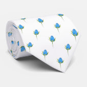 Blauw rozenknoppatroon stropdas (Opgerold)