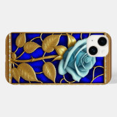 Blauw Rozenontwerp in Glas-in-Lood Case-Mate iPhone Case (Achterkant (horizontaal))