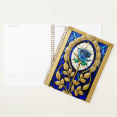 Blauw Rozenontwerp in Glas-in-Lood Planner (Display)