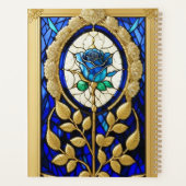 Blauw Rozenontwerp in Glas-in-Lood Planner (Achterkant)