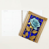 Blauw Rozenontwerp in Glas-in-Lood Planner (Display)