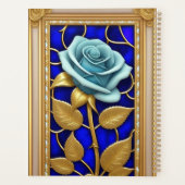 Blauw Rozenontwerp in Glas-in-Lood Planner (Achterkant)