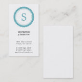 Blauw rozet monogram elegante persoonlijke roeping visitekaartje (Voorkant / Achterkant)