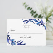 Blauw rsvp. Marinekaart. Winter bruiloft RSVP Kaartje (Staand voorkant)